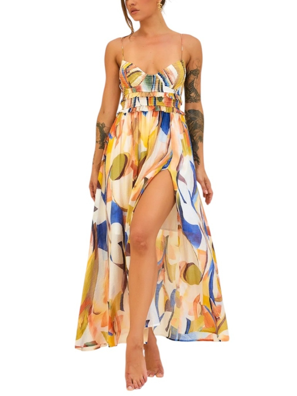 SAGE + PAIGE Women’s Multicolor Abstract Radiance Maxi Dress - Picture 2 of 13